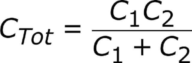 Формула расчёта ёмкости при последовательном соеди
