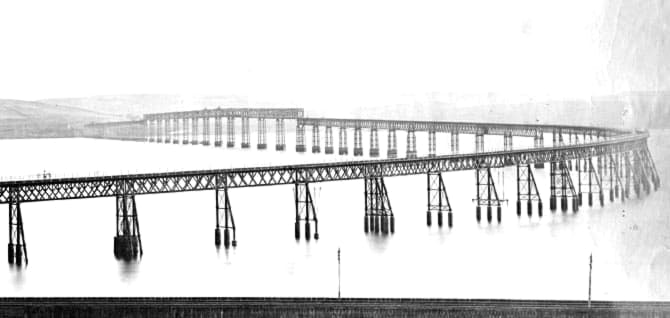 Оригинальный мост через Тей с севера (закончен в 1