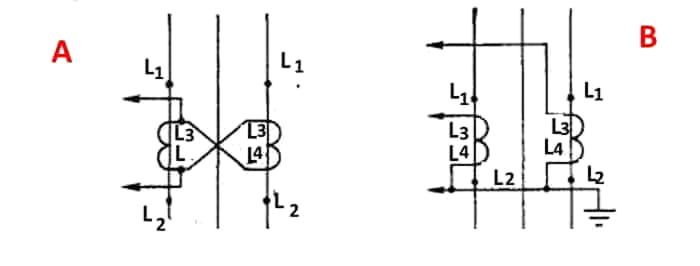 Рисунок 9. Схема подключения ТТ на разность двух ф